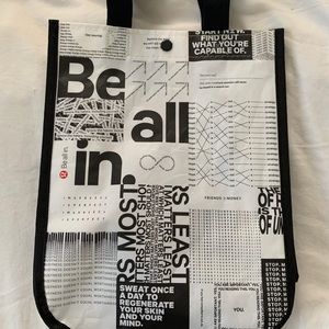 New Lululemon Reusable Shopping Gift Bag Lunch Tote BE ALL IN Small White